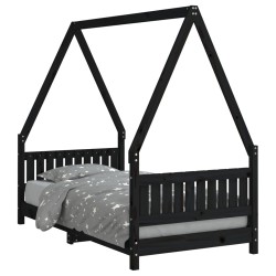vidaXL Estructura de cama para niños madera de pino negro 80x160 cm