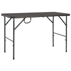vidaXL Mesa de jardín plegable HDPE marrón aspecto ratán 120x60x74 cm