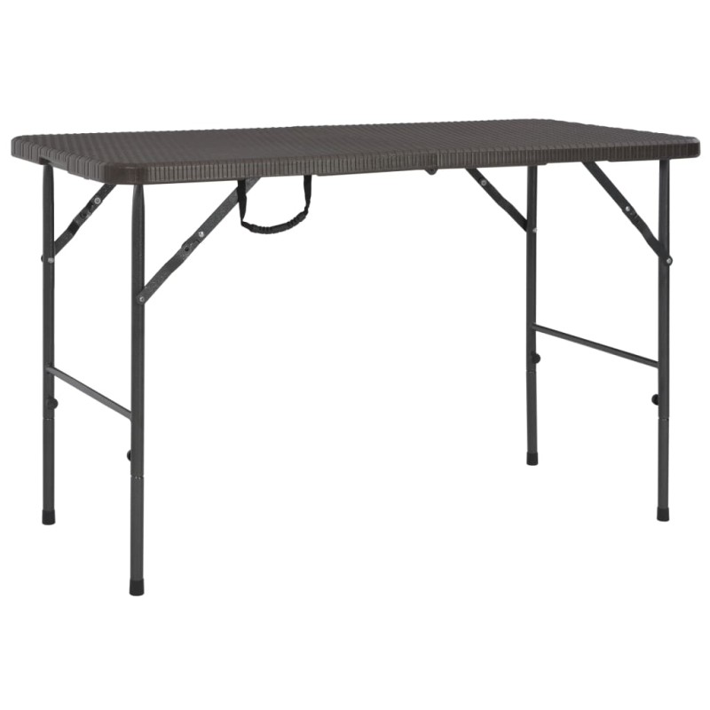 vidaXL Mesa de jardín plegable HDPE marrón aspecto ratán 120x60x74 cm vidaXL Mesa de jardín plegable HDPE marrón aspecto ratán 120x60x74 cm