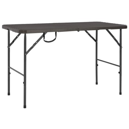 vidaXL Mesa de jardín plegable HDPE marrón aspecto ratán 120x60x74 cm