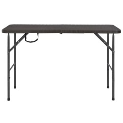 vidaXL Mesa de jardín plegable HDPE marrón aspecto ratán 120x60x74 cm