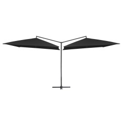 vidaXL Sombrilla doble de jardín palo de acero negro 250x250 cm 
