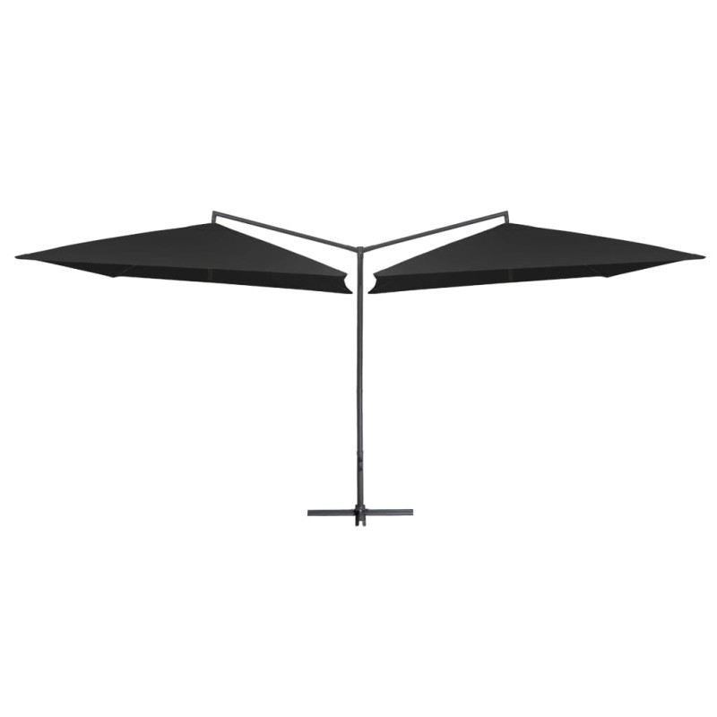 vidaXL Sombrilla doble de jardín palo de acero negro 250x250 cm vidaXL Sombrilla doble de jardín palo de acero negro 250x250 cm