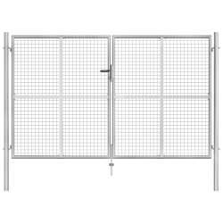 vidaXL Puerta de jardín de acero galvanizado plateado 306x200 cm
