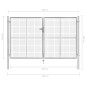 vidaXL Puerta de jardín de acero galvanizado plateado 306x200 cm vidaXL Puerta de jardín de acero galvanizado plateado 306x200 cm