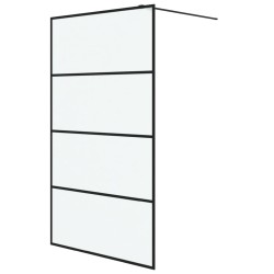 vidaXL Mampara de ducha vidrio ESG esmerilado negro 115x195 cm