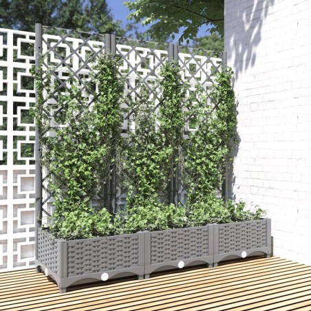 vidaXL Jardinera con enrejado PP gris claro 120x40x121,5 cm