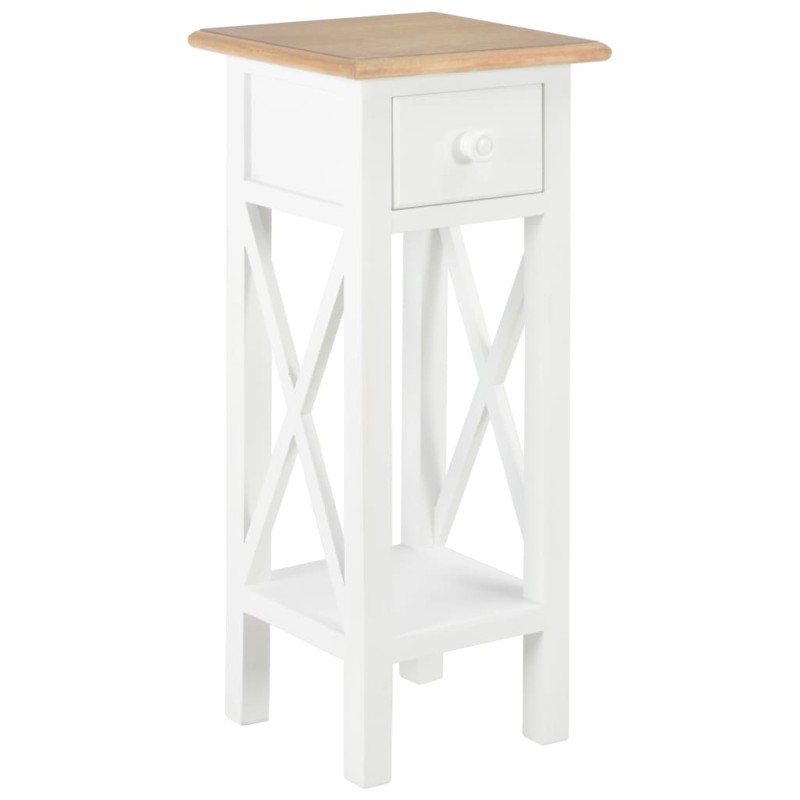 vidaXL Mesa auxiliar de madera blanca 27x27x65,5 cm vidaXL Mesa auxiliar de madera blanca 27x27x65,5 cm