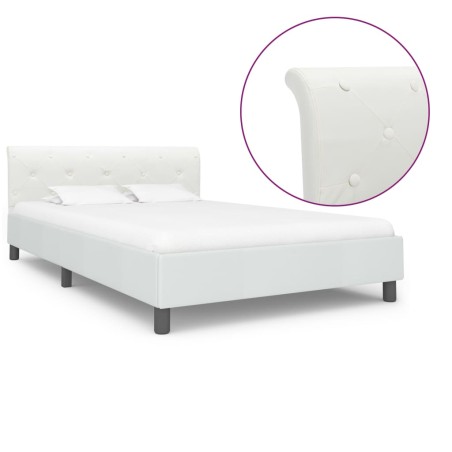 vidaXL Estructura de cama de cuero sintético blanco 140x200 cm