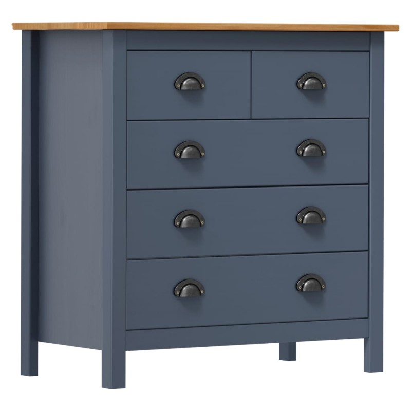 vidaXL Mesita de noche Hill madera maciza de pino gris 79x40x80 cm vidaXL Mesita de noche Hill madera maciza de pino gris 79x40x80 cm