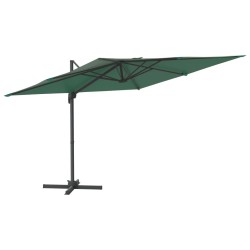 vidaXL Sombrilla voladiza con poste de aluminio verde 300x300 cm