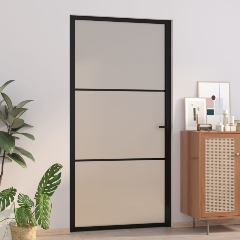vidaXL Puerta interior de vidrio y aluminio negro mate 102,5x201,5 cm vidaXL Puerta interior de vidrio y aluminio negro mate 102,5x201,5 cm