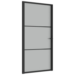 vidaXL Puerta interior de vidrio y aluminio negro mate 102,5x201,5 cm