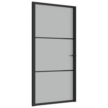 vidaXL Puerta interior de vidrio y aluminio negro mate 102,5x201,5 cm