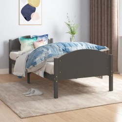 vidaXL Estructura de cama madera maciza de pino gris oscuro 90x200 cm