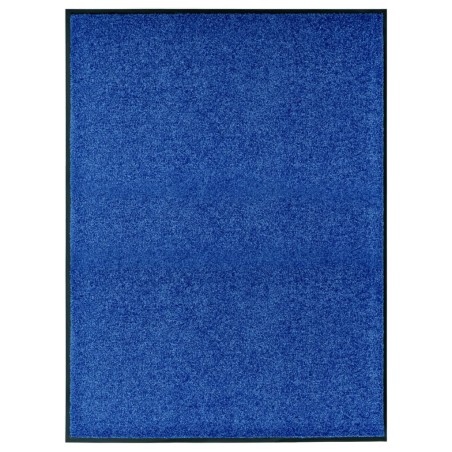 vidaXL Felpudo lavable azul 90x120 cm