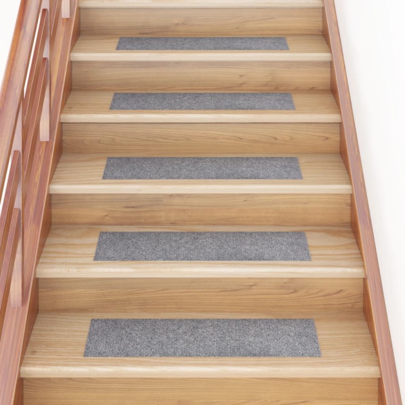 vidaXL Alfombrilla autoadhesiva escalera 15 uds gris claro 76x20 cm vidaXL Alfombrilla autoadhesiva escalera 15 uds gris claro 76x20 cm