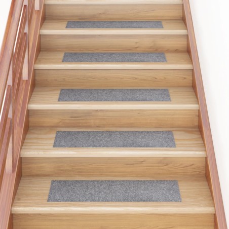 vidaXL Alfombrilla autoadhesiva escalera 15 uds gris claro 76x20 cm