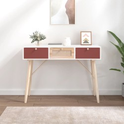 vidaXL Mesa consola con cajones madera contrachapada 105x30x75 cm