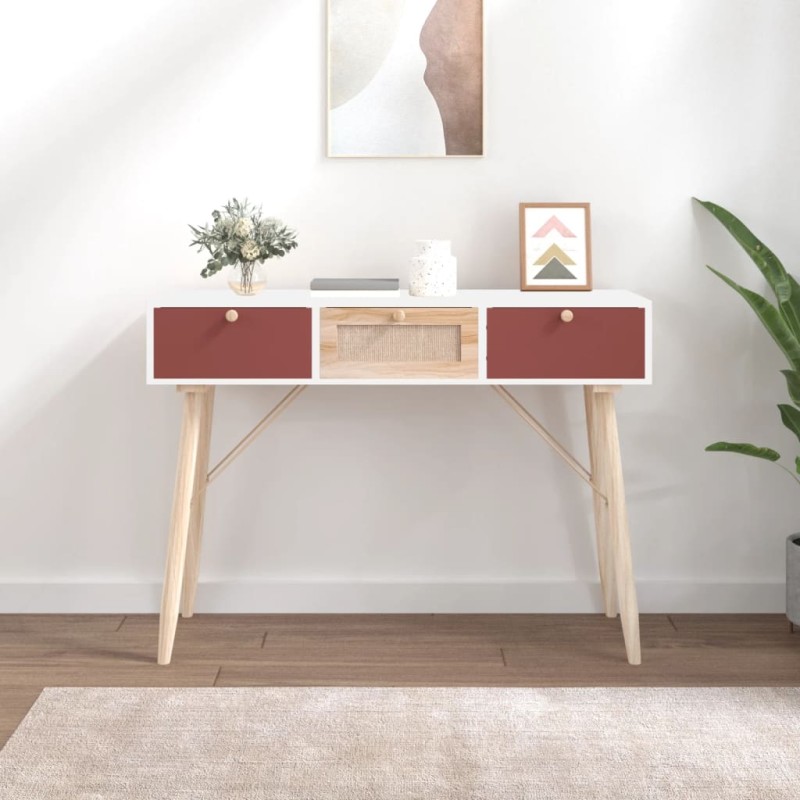 vidaXL Mesa consola con cajones madera contrachapada 105x30x75 cm vidaXL Mesa consola con cajones madera contrachapada 105x30x75 cm
