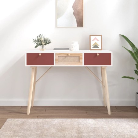 vidaXL Mesa consola con cajones madera contrachapada 105x30x75 cm