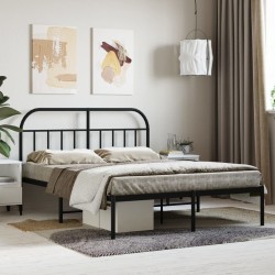 vidaXL Estructura de cama con cabecero metal negro 135x190 cm