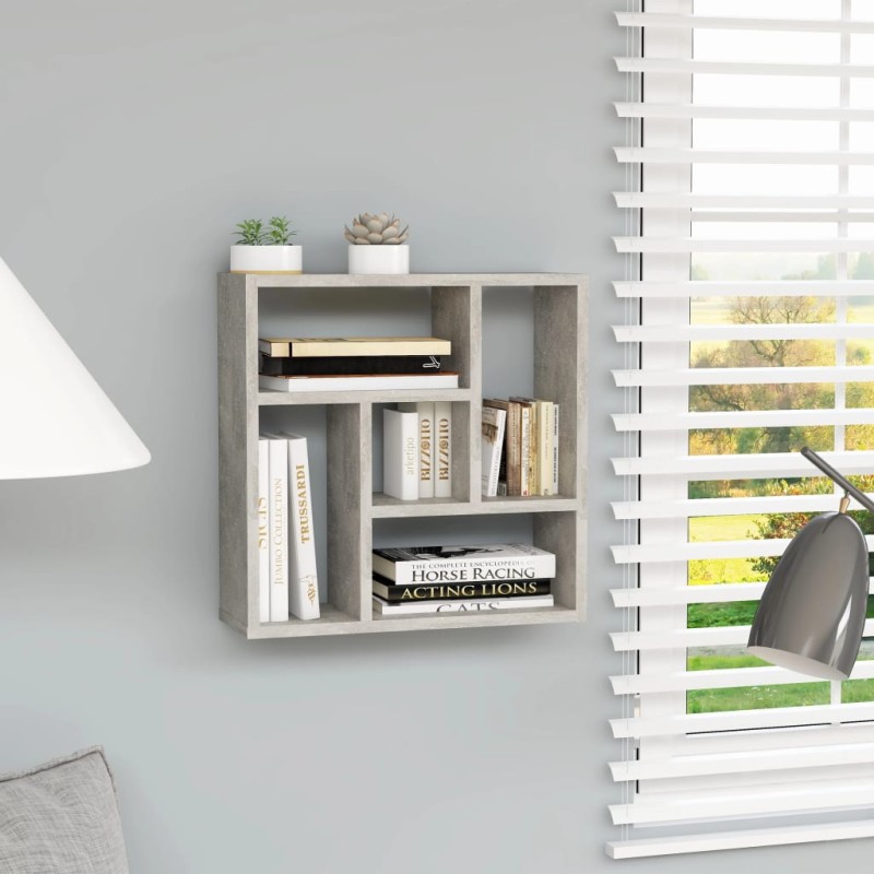 vidaXL Estantería de pared contrachapada gris hormigón 45,1x16x45,1 cm vidaXL Estantería de pared contrachapada gris hormigón 45,1x16x45,1 cm