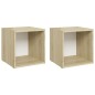 vidaXL Muebles TV 2 uds contrachapada blanco y roble Sonoma 37x35x37cm vidaXL Muebles TV 2 uds contrachapada blanco y roble Sonoma 37x35x37cm