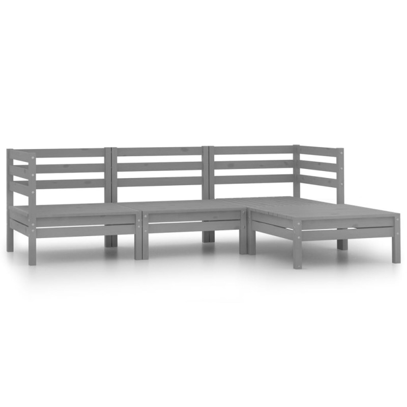 vidaXL Conjunto de muebles de jardín 4 piezas madera maciza pino gris vidaXL Conjunto de muebles de jardín 4 piezas madera maciza pino gris