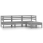 vidaXL Conjunto de muebles de jardín 4 piezas madera maciza pino gris vidaXL Conjunto de muebles de jardín 4 piezas madera maciza pino gris
