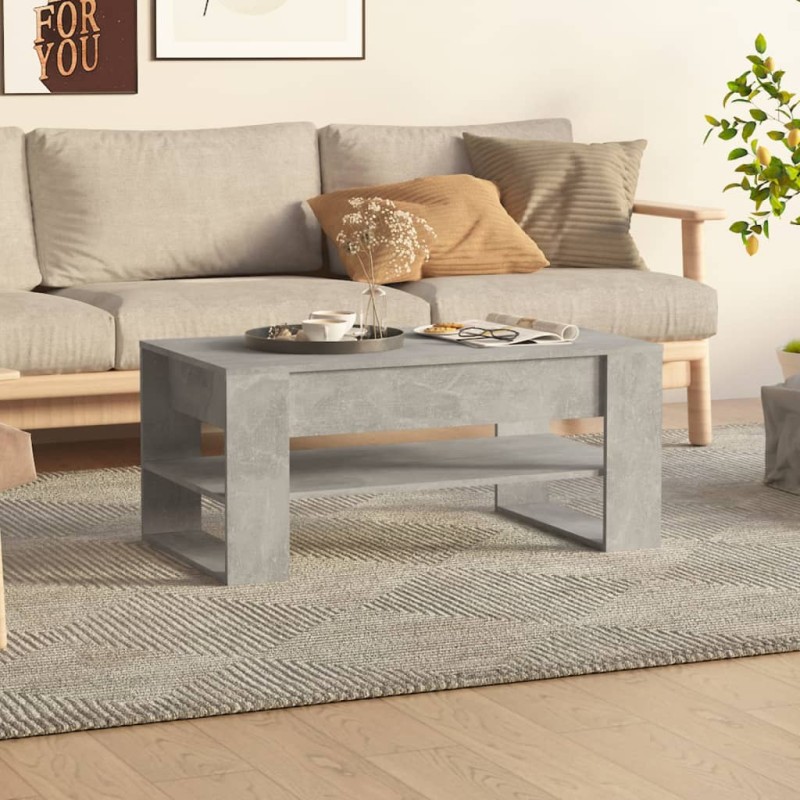 vidaXL Mesa de centro madera contrachapada gris hormigón 102x55x45 cm vidaXL Mesa de centro madera contrachapada gris hormigón 102x55x45 cm