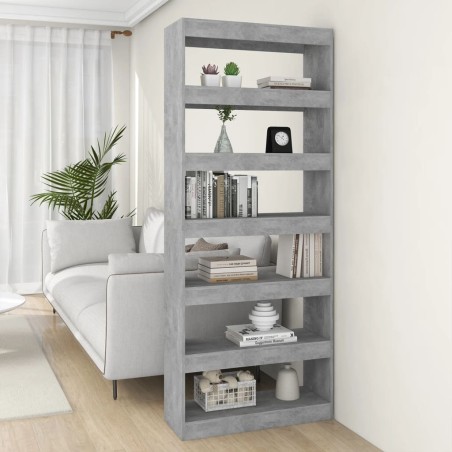 vidaXL Estantería/divisor madera ingeniería gris hormigón 80x30x198 cm