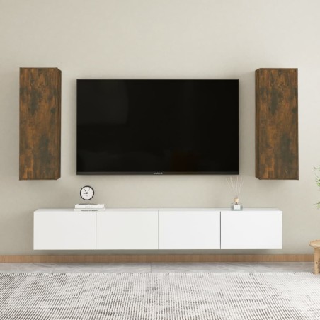 vidaXL Muebles para TV 2 uds contrachapado roble ahumado 30,5x30x90 cm