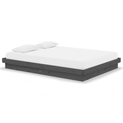 vidaXL Estructura de cama de madera maciza gris 140x190 cm
