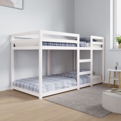 vidaXL Litera de madera maciza de pino blanco 90x190 cm