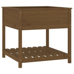 vidaXL Jardinera con estante madera maciza pino marrón 82,5x82,5x81 cm