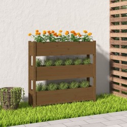 vidaXL Jardinera de madera maciza de pino marrón miel 112x25x104,5 cm