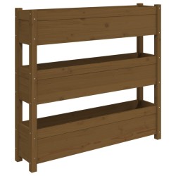 vidaXL Jardinera de madera maciza de pino marrón miel 112x25x104,5 cm