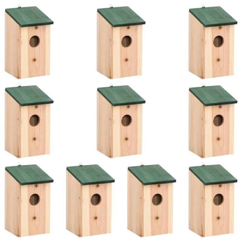 vidaXL Casa para pájaros 10 unidades madera maciza de abeto 12x12x22cm vidaXL Casa para pájaros 10 unidades madera maciza de abeto 12x12x22cm