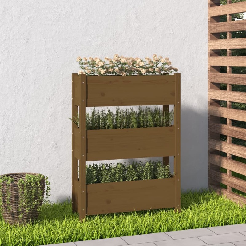 vidaXL Jardinera de madera maciza de pino marrón miel 77x25x104,5 cm vidaXL Jardinera de madera maciza de pino marrón miel 77x25x104,5 cm