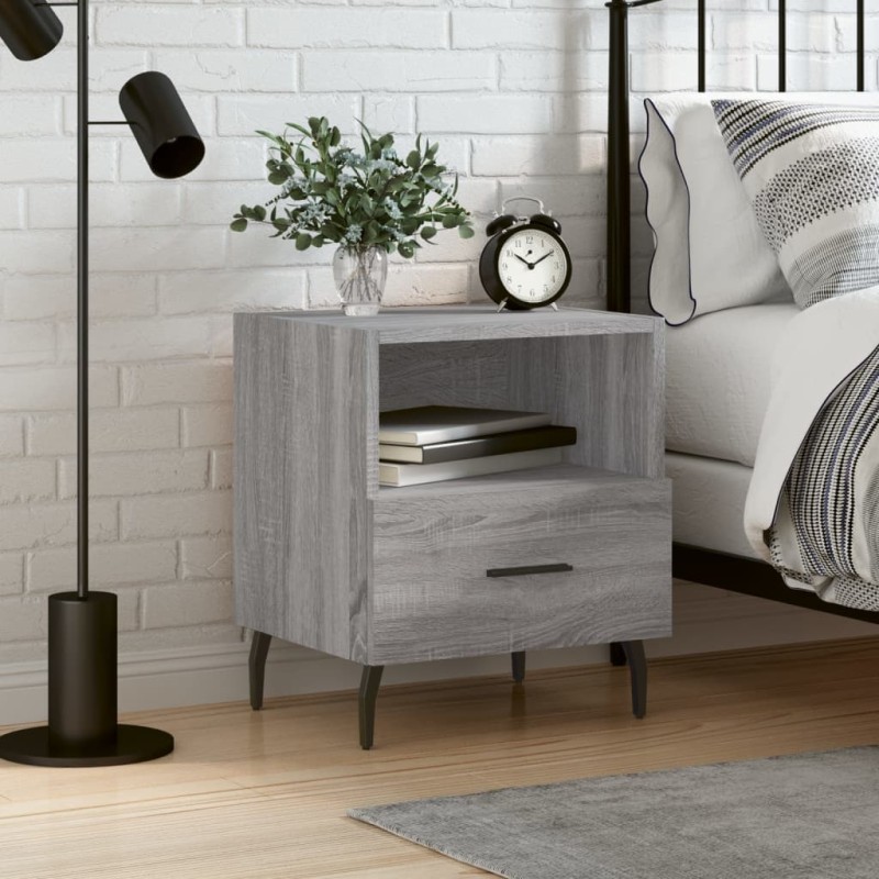 vidaXL Mesita de noche madera de ingeniería gris Sonoma 40x35x47,5 cm vidaXL Mesita de noche madera de ingeniería gris Sonoma 40x35x47,5 cm
