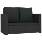 vidaXL Set muebles de jardín 2 piezas y cojines ratán sintético negro