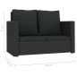 vidaXL Set muebles de jardín 2 piezas y cojines ratán sintético negro