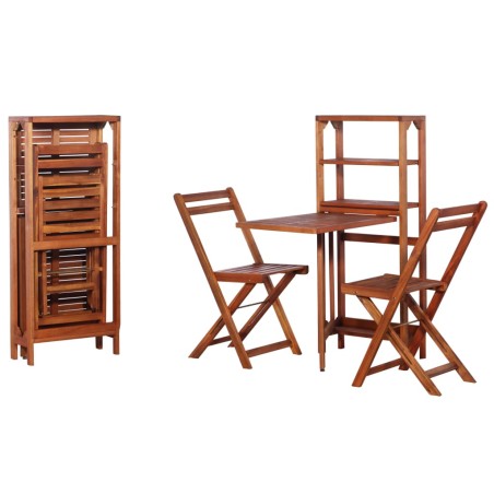 vidaXL Juego de bistró plegable de 3 piezas madera maciza de acacia