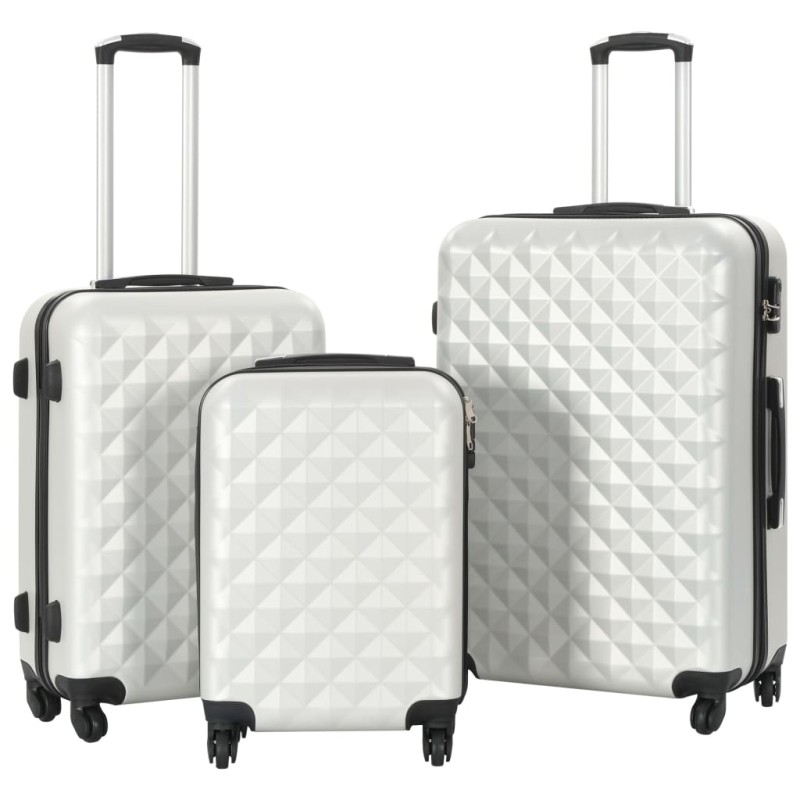 vidaXL Juego de maletas rígidas trolley 3 pzas plateado brillante ABS