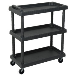 vidaXL Carro de herramientas de taller 3 niveles PP negro 75x37,5x92cm