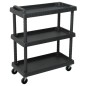 vidaXL Carro de herramientas de taller 3 niveles PP negro 75x37,5x92cm