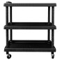 vidaXL Carro de herramientas de taller 3 niveles PP negro 75x37,5x92cm