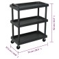 vidaXL Carro de herramientas de taller 3 niveles PP negro 75x37,5x92cm