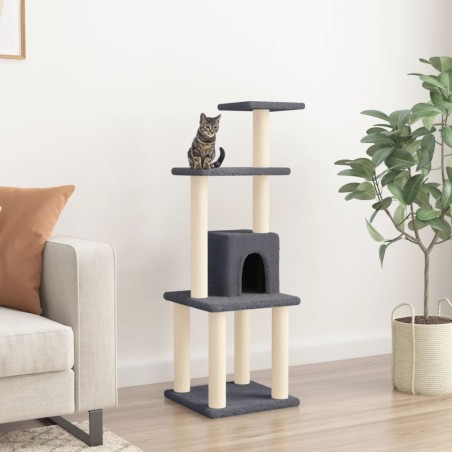 vidaXL Rascador para gatos con postes de sisal gris oscuro 105 cm